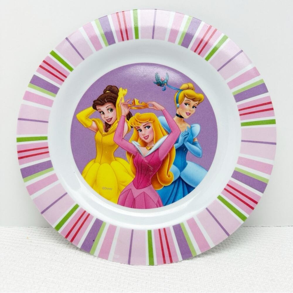 Disney Princess melamine Striped Dinner Plate - Purple, Pink, Blue Cinderella